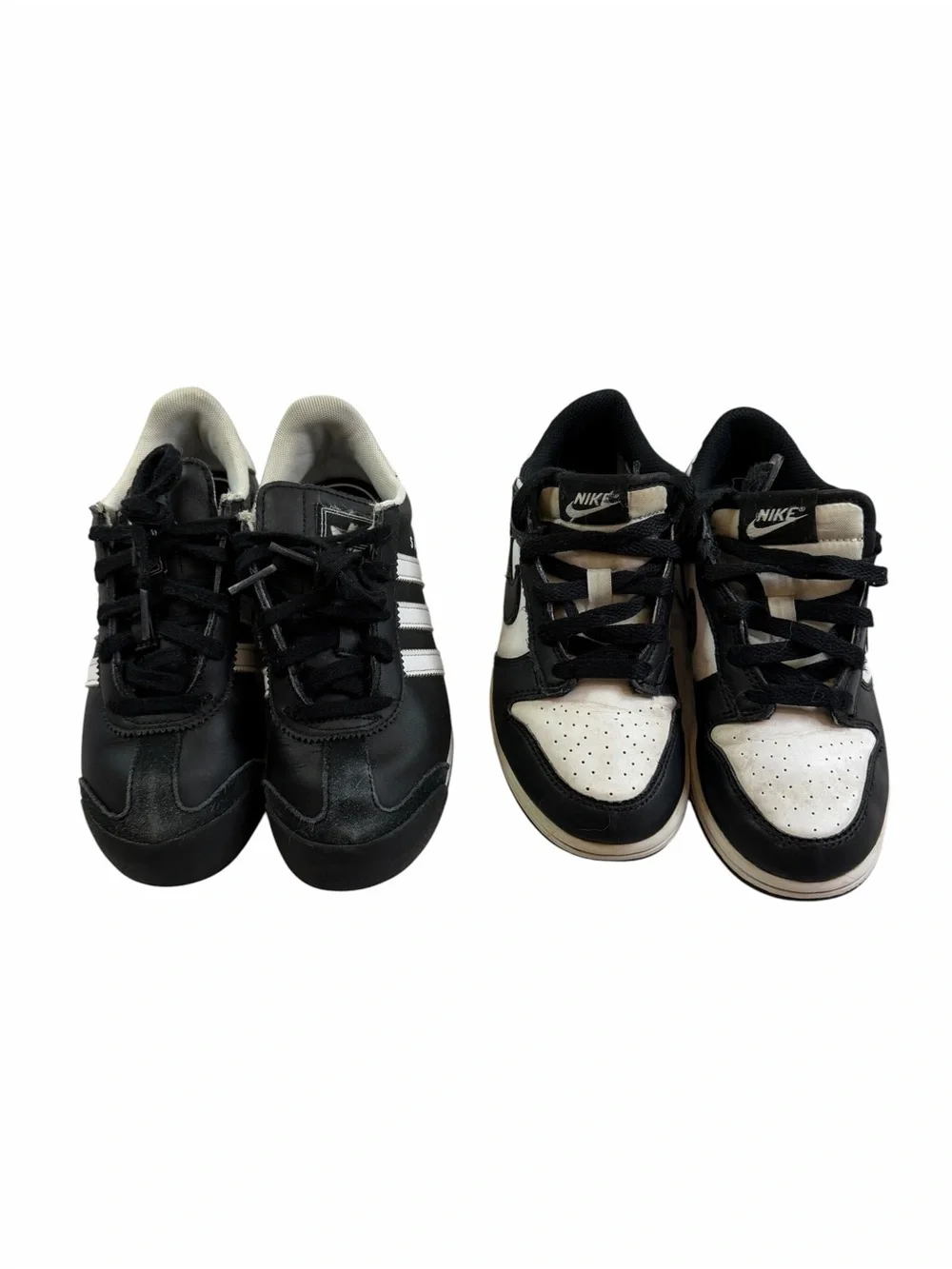 Nike Adidas Kids Black and White Sneakers Duo Pack Size Y2